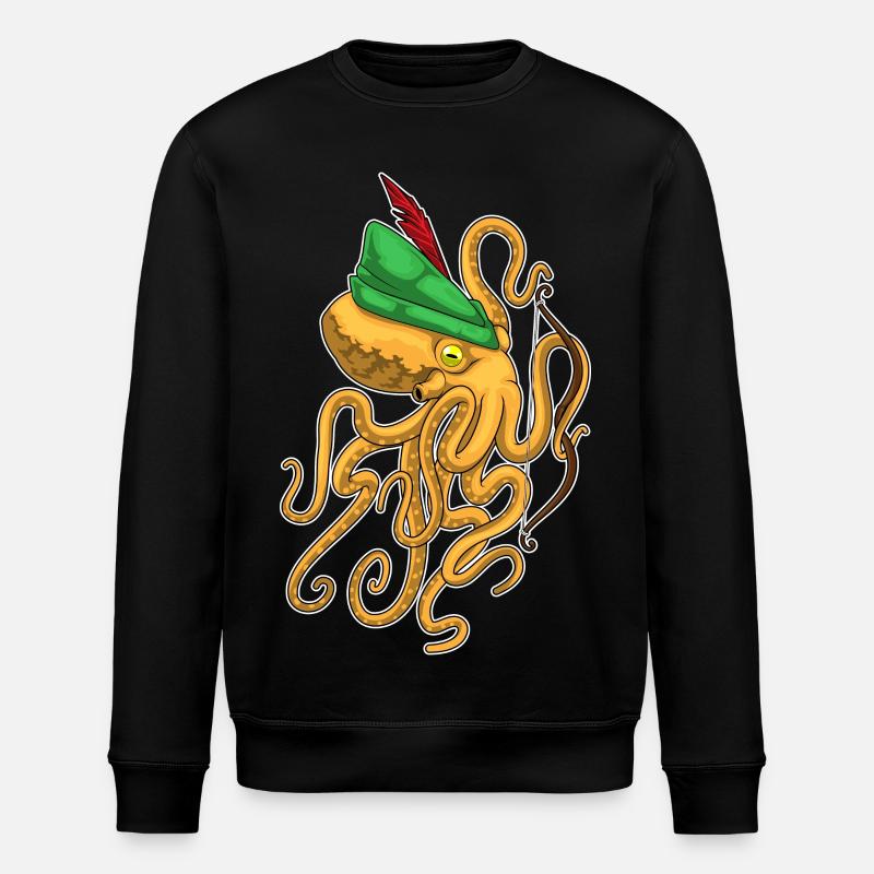 Krake Bogenschütze Bogen - Stanley/Stella Unisex Bio-Sweatshirt ROLLER - Schwarz