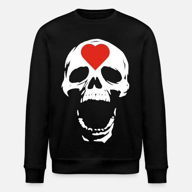 Der weiße Schädel und das Herz - Stanley/Stella Unisex Bio-Sweatshirt ROLLER - Schwarz
