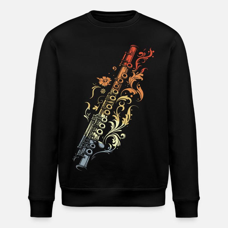 Flûte Graphique Style Rétro - Sweat bio ROLLER Stanley/Stella Unisexe - noir