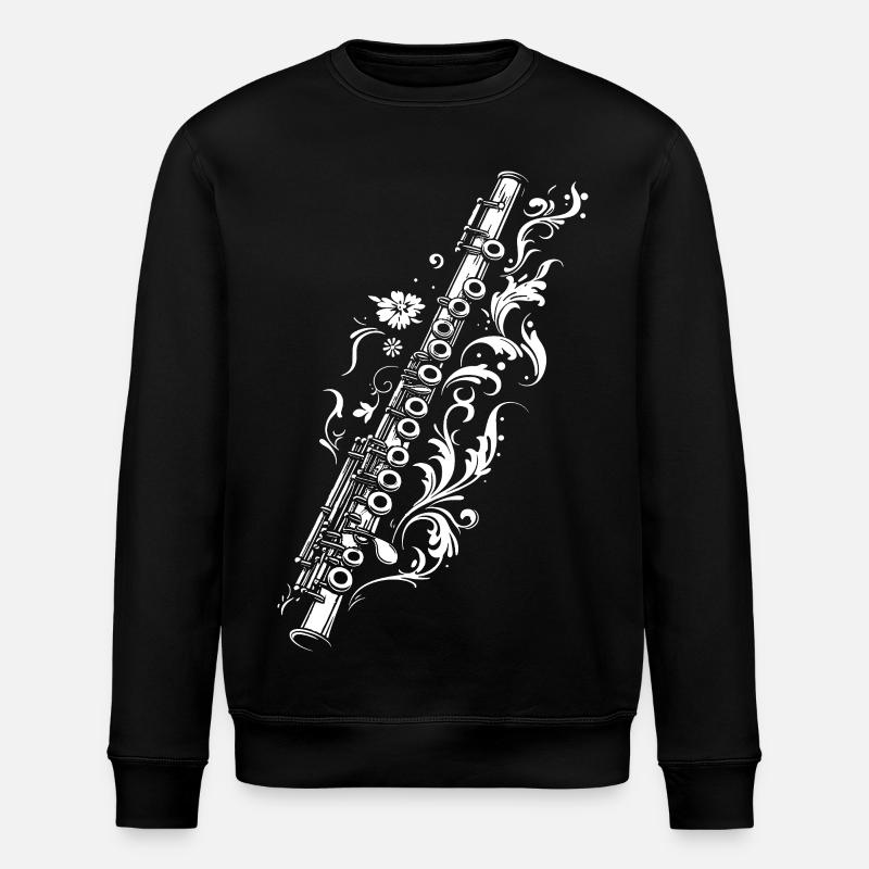 Flute Drawing - Stanley/Stella ROLLER Unisex Organic Sweatshirt - black
