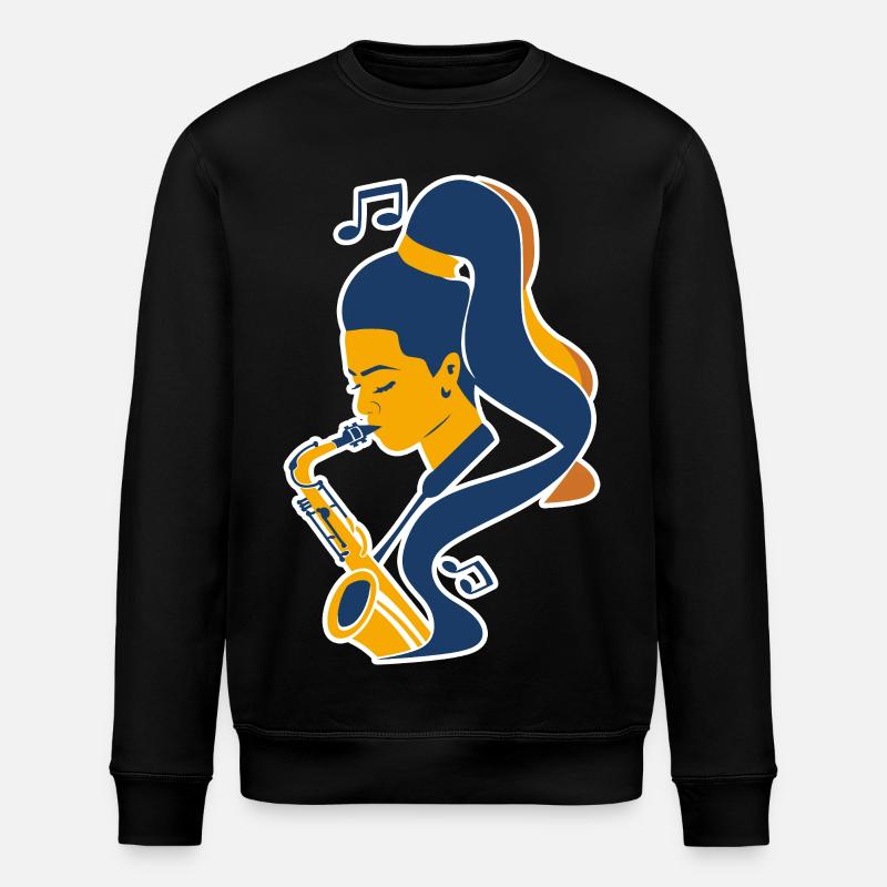 Saxophone Player Comic Look - Stanley/Stella ROLLER Unisex Organic Sweatshirt - black
