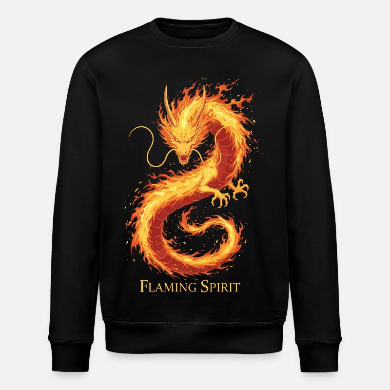 Flaming Ghost Dragon - Stanley/Stella ROLLER Unisex Organic Sweatshirt - black