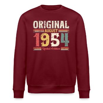 70e anniversaire original août 1954, né en 1954 - Sweat bio ROLLER Stanley/Stella Unisexe - bordeaux - Devant - Nik (191cm)