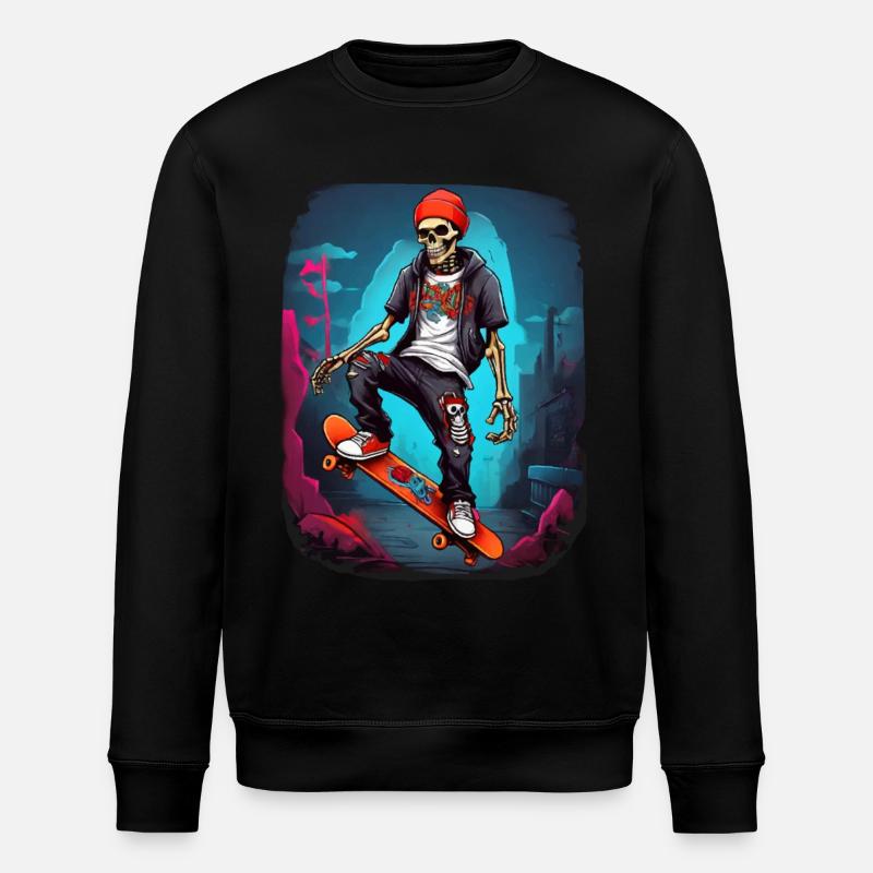 Skateboard Squelette - Sweat bio ROLLER Stanley/Stella Unisexe - noir