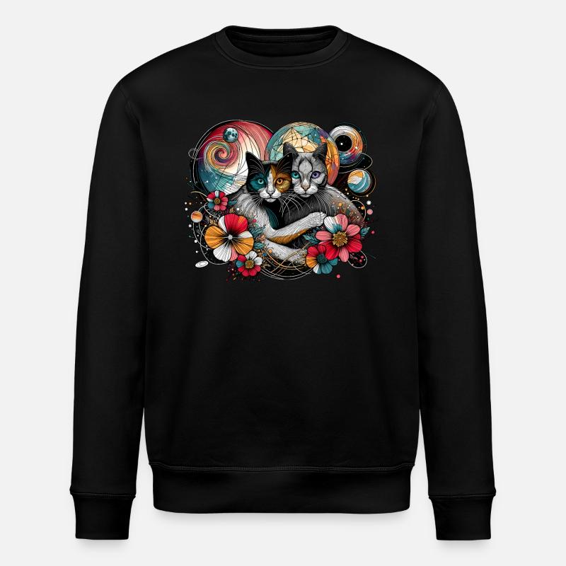 Kosmisches Katzengeflüster - Stanley/Stella Unisex Bio-Sweatshirt ROLLER - Schwarz