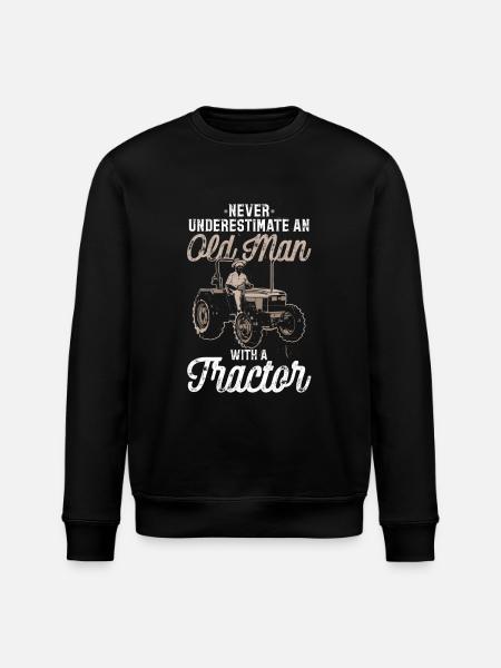 Never underestimate an old man with a tractor - Stanley/Stella ROLLER Unisex Organic Sweatshirt - black