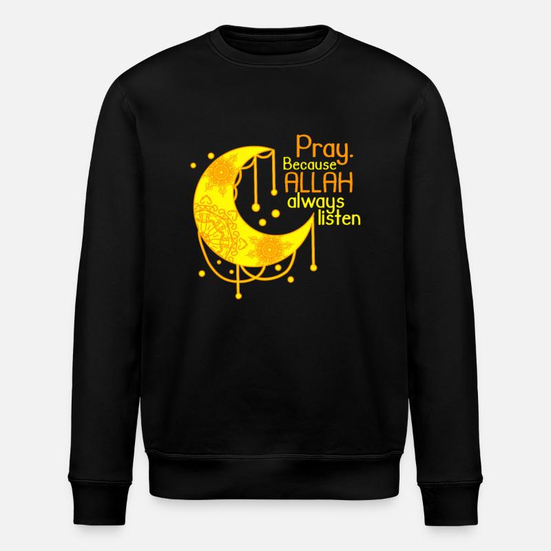 Islam Shirt Crescent Saying Allah - Stanley/Stella ROLLER Unisex Organic Sweatshirt - black