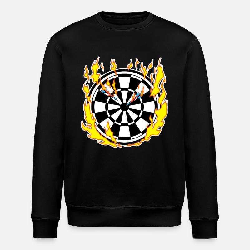 Dartboard in flames - Stanley/Stella ROLLER Unisex Organic Sweatshirt - black