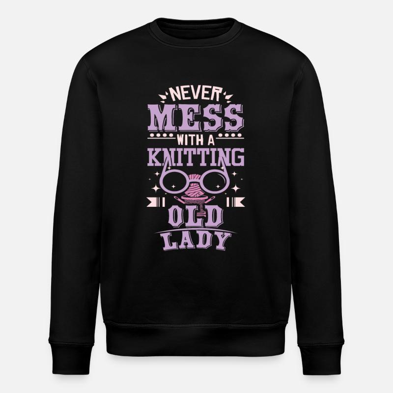 Knitting Old Lady - Stanley/Stella ROLLER Unisex Organic Sweatshirt - black