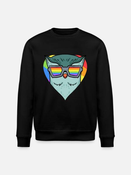LGBT Tier Eule Regenbogen - Stanley/Stella Unisex Bio-Sweatshirt ROLLER - Schwarz
