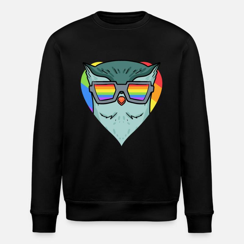 LGBT Tier Eule Regenbogen - Stanley/Stella Unisex Bio-Sweatshirt ROLLER - Schwarz