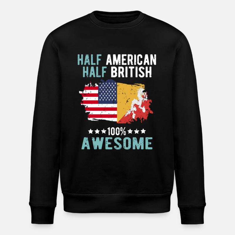Half American Half British - Stanley/Stella ROLLER Unisex Organic Sweatshirt - black