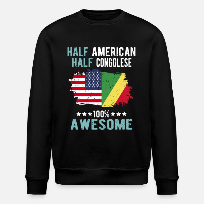 Half American Half Congolese - Stanley/Stella ROLLER Unisex Organic Sweatshirt - black