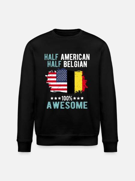 Half American Half Belgian - Stanley/Stella ROLLER Unisex Organic Sweatshirt - black
