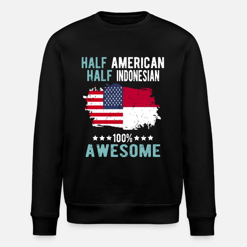 Half American Half Indonesian - Stanley/Stella ROLLER Unisex Organic Sweatshirt - black