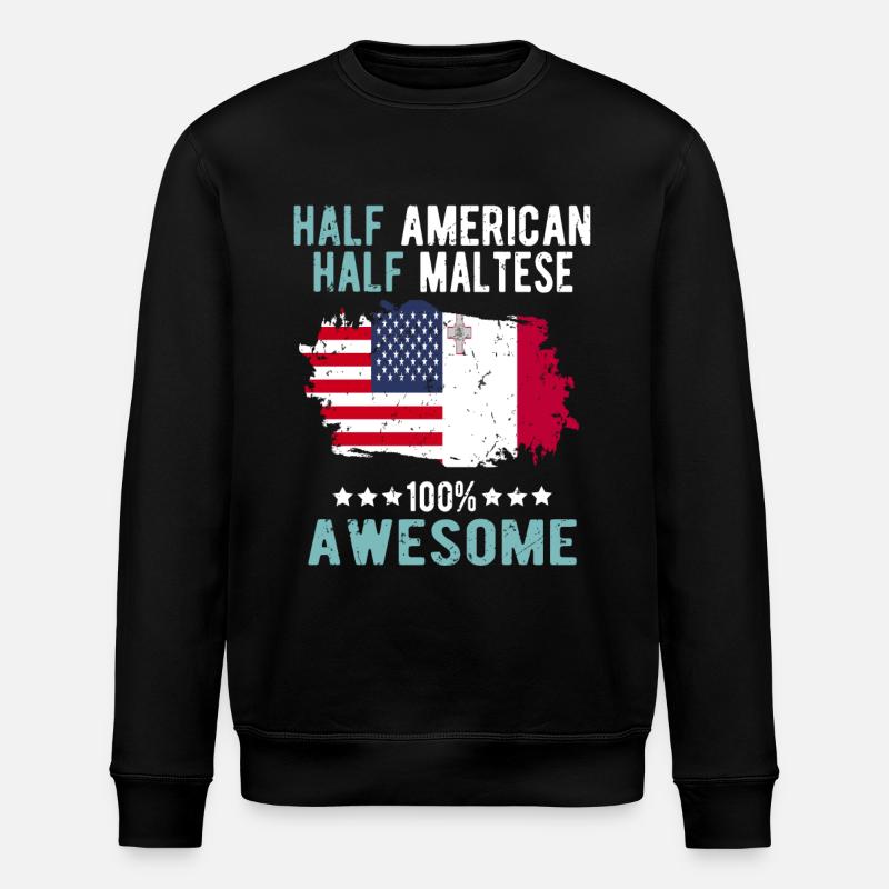 Half American Half Mateser - Stanley/Stella ROLLER Unisex Organic Sweatshirt - black