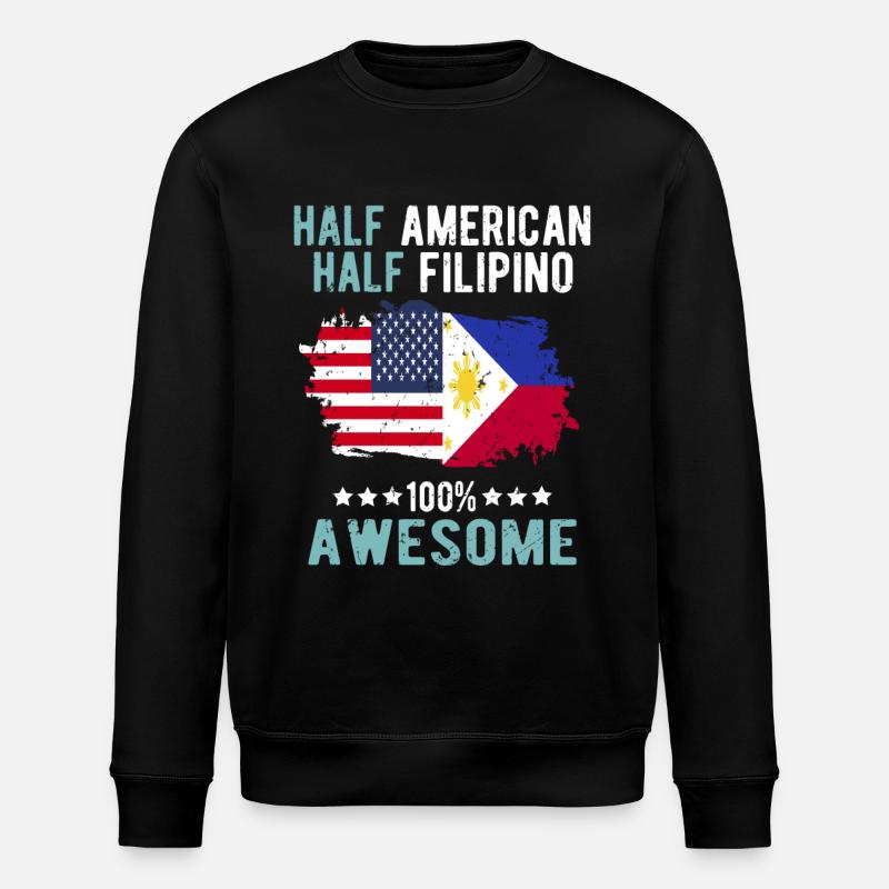 Half American Half Filipino - Stanley/Stella ROLLER Unisex Organic Sweatshirt - black
