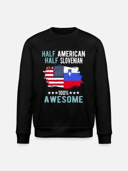 Half American Half Slovenian - Stanley/Stella ROLLER Unisex Organic Sweatshirt - black