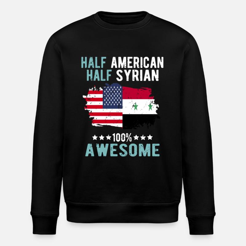 Half American, half Syrian - Stanley/Stella ROLLER Unisex Organic Sweatshirt - black