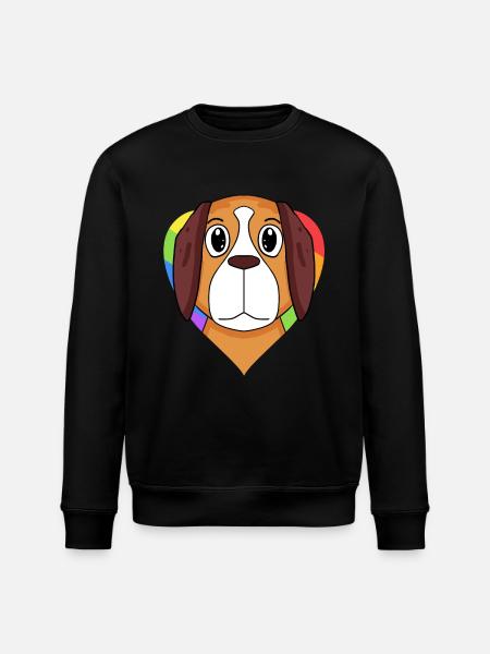 St. Bernard Dog Rainbow Heart - Stanley/Stella ROLLER Unisex Organic Sweatshirt - black