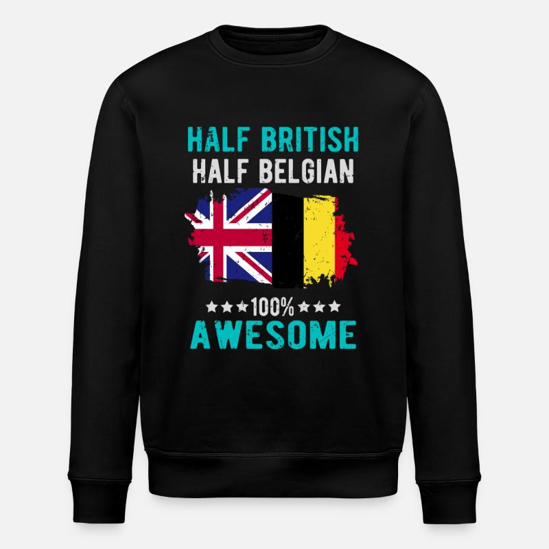 Half British Half Belgian - Stanley/Stella ROLLER Unisex Organic Sweatshirt - black