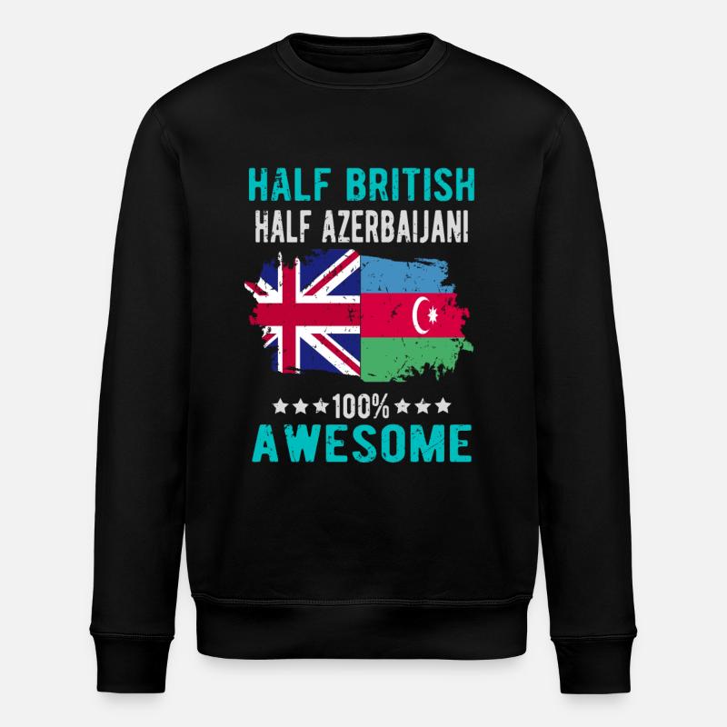 Half British Half Azerbaijanis - Stanley/Stella ROLLER Unisex Organic Sweatshirt - black