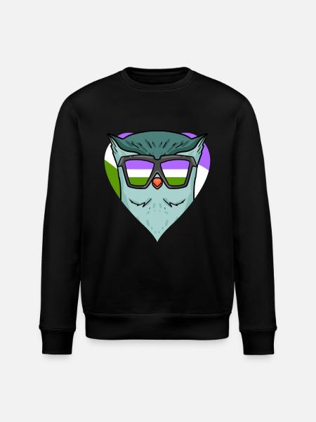 Genderqueer Owl - Stanley/Stella ROLLER Unisex Organic Sweatshirt - black