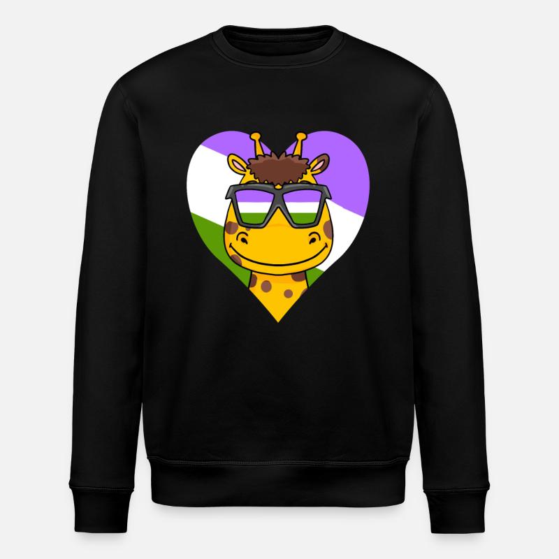 Genderqueer Giraffe - Stanley/Stella ROLLER Unisex Organic Sweatshirt - black