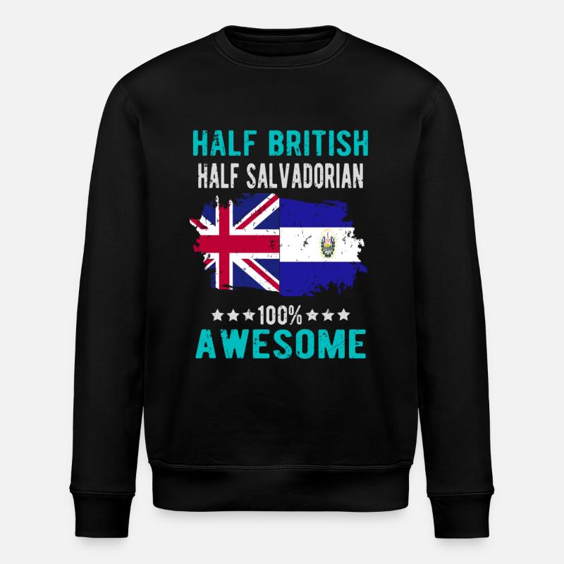 Half British Half Salvadoran - Stanley/Stella ROLLER Unisex Organic Sweatshirt - black