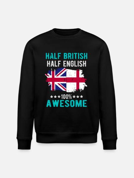 Half British Half English - Stanley/Stella ROLLER Unisex Organic Sweatshirt - black