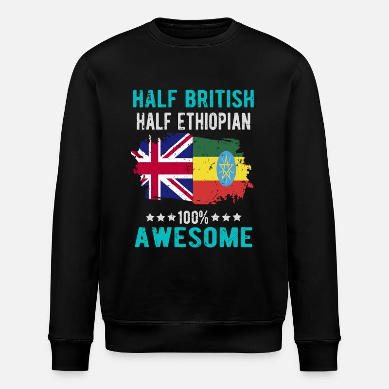 Half British Half Ethiopian - Stanley/Stella ROLLER Unisex Organic Sweatshirt - black