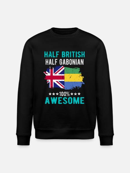 Half British Half Gabonese - Stanley/Stella ROLLER Unisex Organic Sweatshirt - black