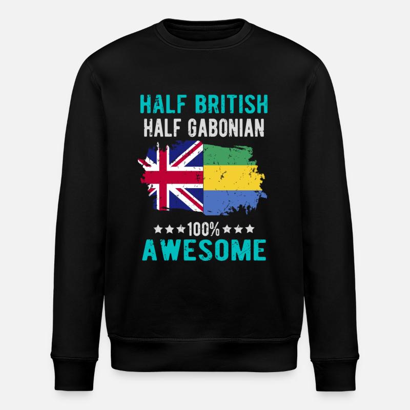 Half British Half Gabonese - Stanley/Stella ROLLER Unisex Organic Sweatshirt - black