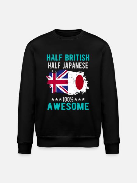 Half British Half Japanese - Stanley/Stella ROLLER Unisex Organic Sweatshirt - black