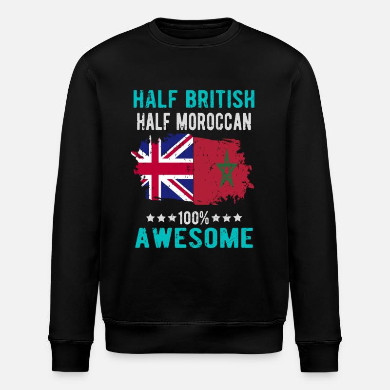 Half British Half Moroccan - Stanley/Stella ROLLER Unisex Organic Sweatshirt - black