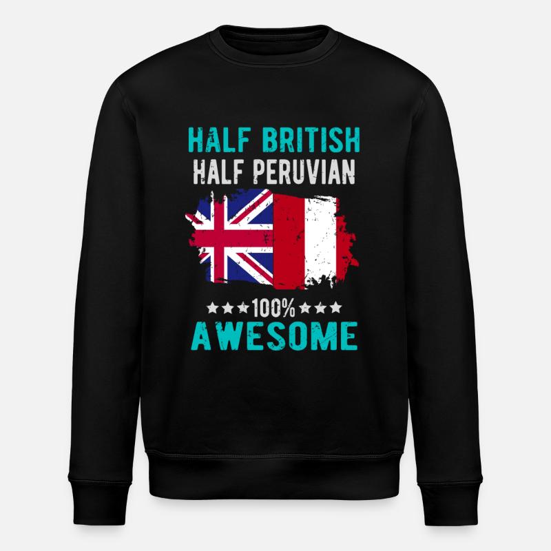 Half British Half Peruvian - Stanley/Stella ROLLER Unisex Organic Sweatshirt - black