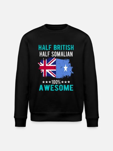 Half British Half Somali - Stanley/Stella ROLLER Unisex Organic Sweatshirt - black