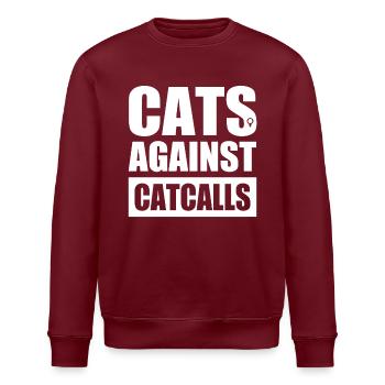 Cats Against Catcalls Katzen Catcalling Feministin - Stanley/Stella Unisex Bio-Sweatshirt ROLLER - Burgunderrot - Vorne - Nik (191cm)