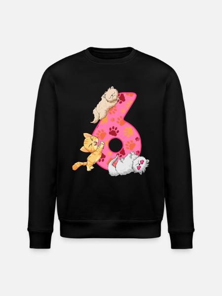6th Birthday Kitten | Cat Birthday Shirt | - Stanley/Stella ROLLER Unisex Organic Sweatshirt - black