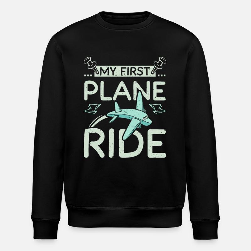My first plane ride - Stanley/Stella ROLLER Unisex Organic Sweatshirt - black