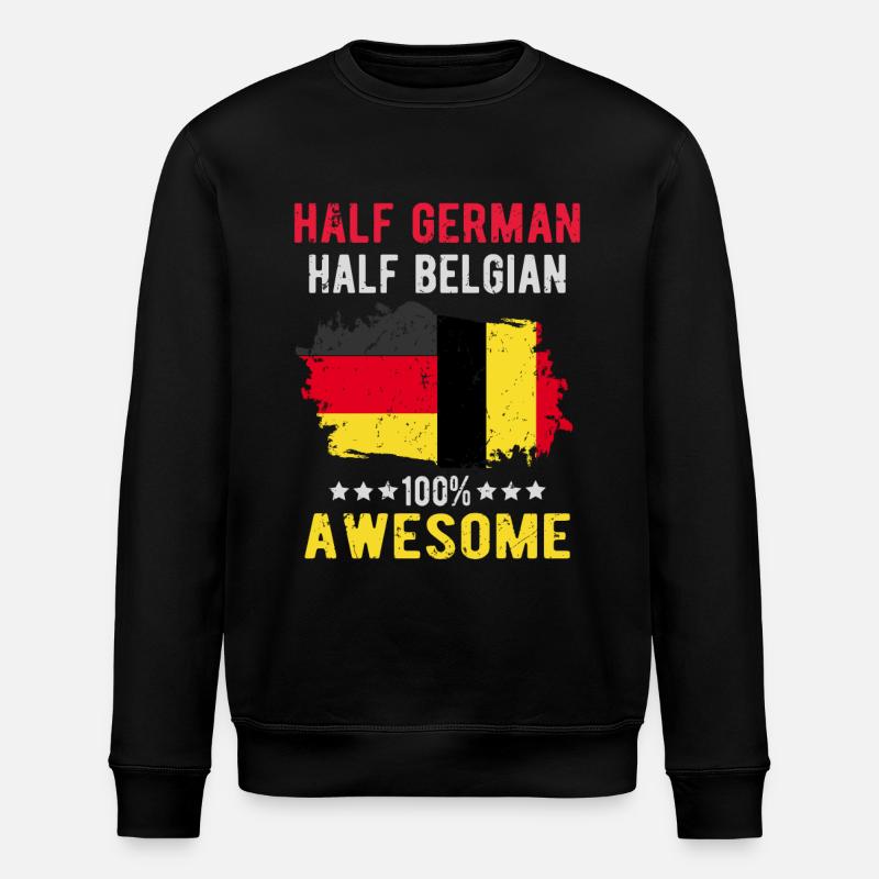 Half German Half Belgian - Stanley/Stella ROLLER Unisex Organic Sweatshirt - black