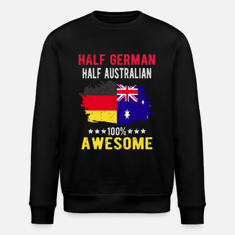 Half German Half Australian - Stanley/Stella ROLLER Unisex Organic Sweatshirt - black