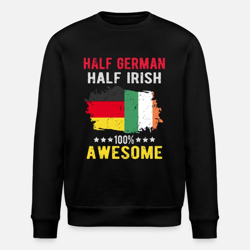 Half German Half Irish - Stanley/Stella ROLLER Unisex Organic Sweatshirt - black
