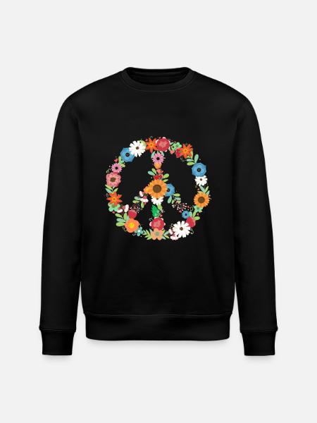 Blumenstrauß Friedenszeichen Botanischer - Stanley/Stella Unisex Bio-Sweatshirt ROLLER - Schwarz