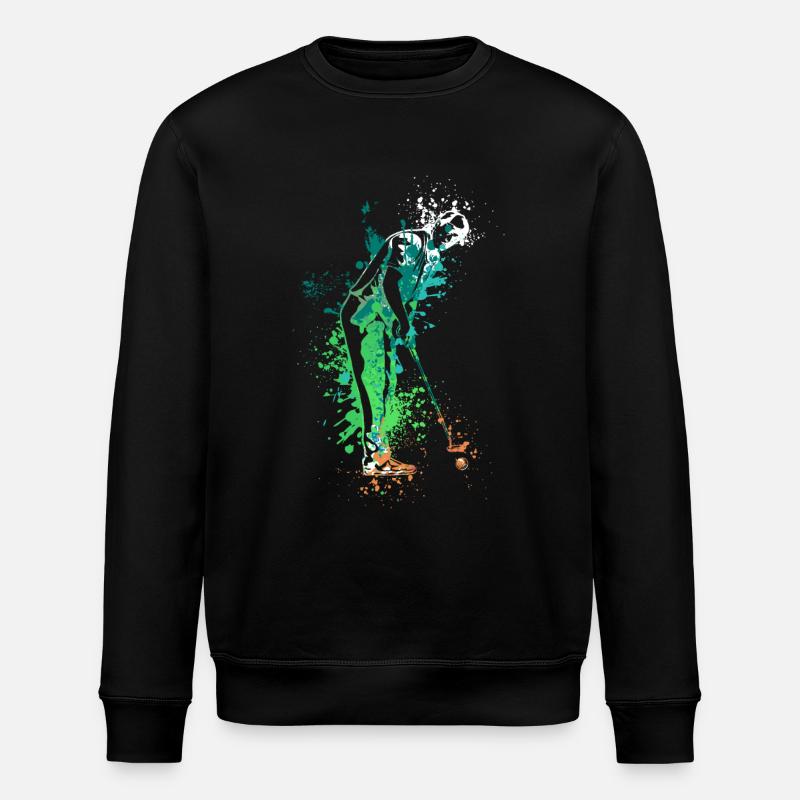 Splash Art Golfing Golfer - Stanley/Stella ROLLER Unisex Organic Sweatshirt - black