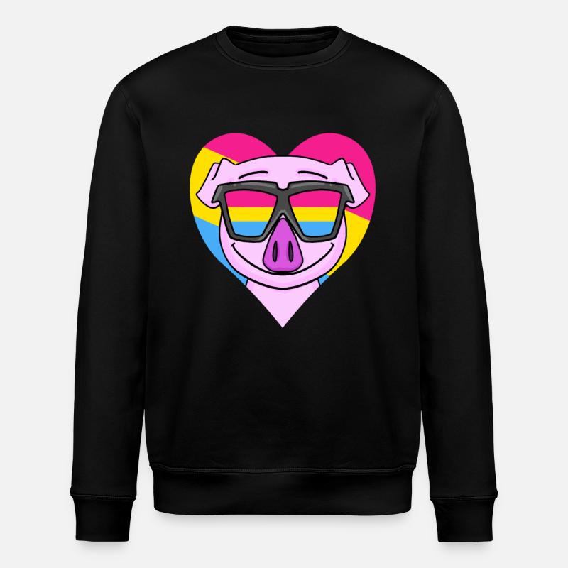 Pansexual Pig Heart Gift - Stanley/Stella ROLLER Unisex Organic Sweatshirt - black