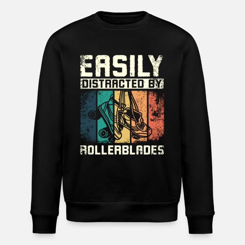 Easily distracted by rollerblades - Stanley/Stella Unisex Bio-Sweatshirt ROLLER - Schwarz
