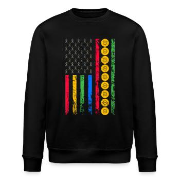 Amerikanische Sportflagge - Stanley/Stella Unisex Bio-Sweatshirt ROLLER - Schwarz - Vorne - Nik (191cm)