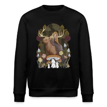 Märchen Märchenfigur Mädchen Wald Natur Hirsch - Stanley/Stella Unisex Bio-Sweatshirt ROLLER - Schwarz - Vorne - Nik (191cm)