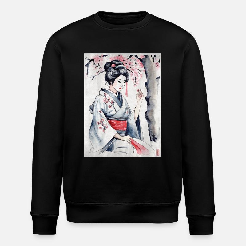 Geisha aquarelle - Sweat bio ROLLER Stanley/Stella Unisexe - noir
